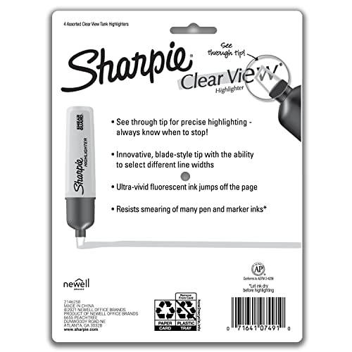 SHARPIE Clear View Highlighters, Chisel Tip, Assorted Colors, 4 Count - Image 2